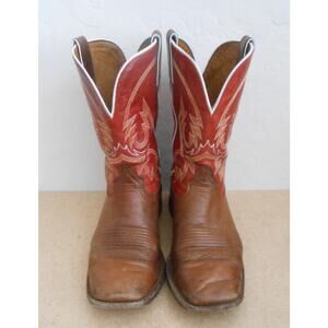 Men's Cody James Red and Brown Leather Western Cowboy Boots Size: 10.5 D
